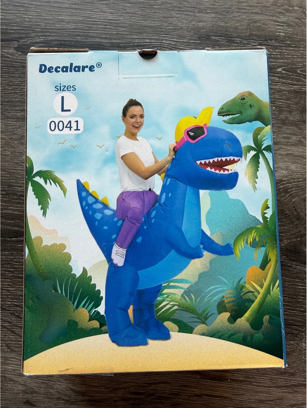Decalare Inflatable Blue Dinosaur Ride On Costume Adult L 0041